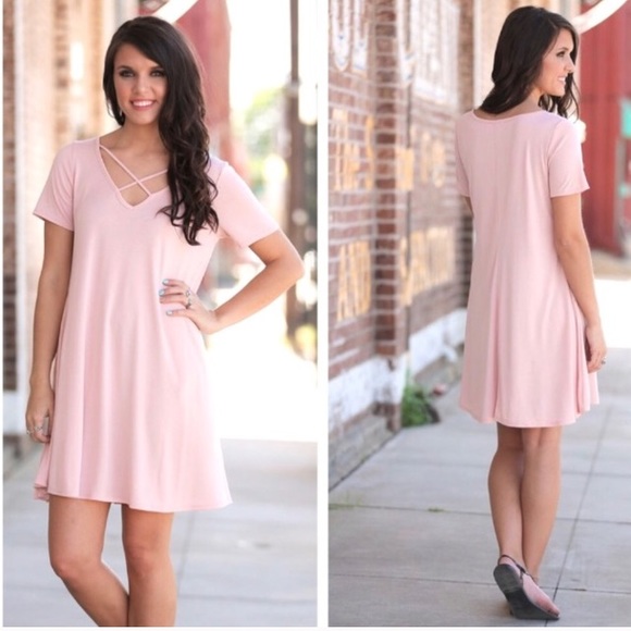 Infinity Raine Dresses & Skirts - New Peach cross front tunic dress